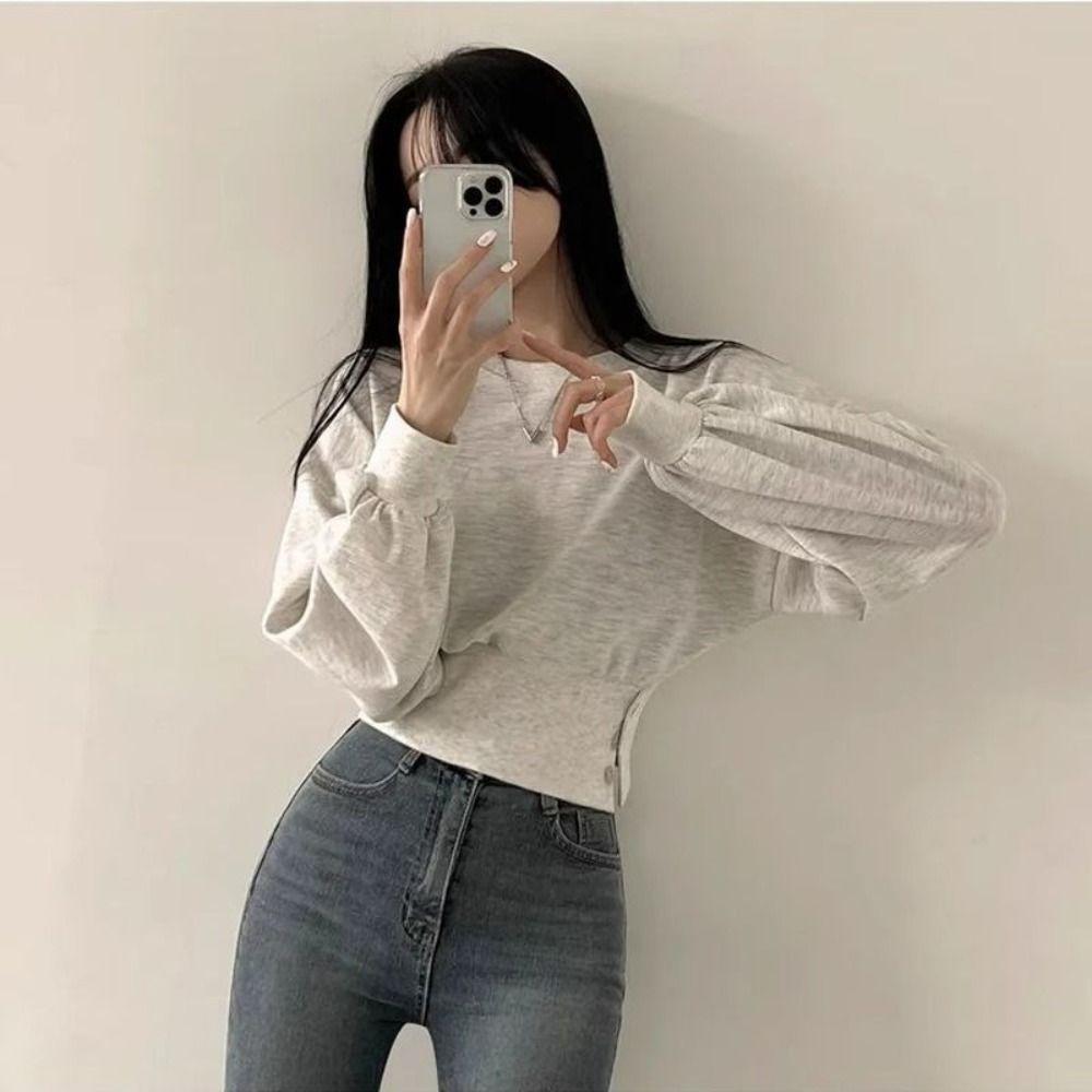 Толстовка пуловер Y2k с круглым вырезом, худи, женская, удобная, с длинным рукавом, весна-осень