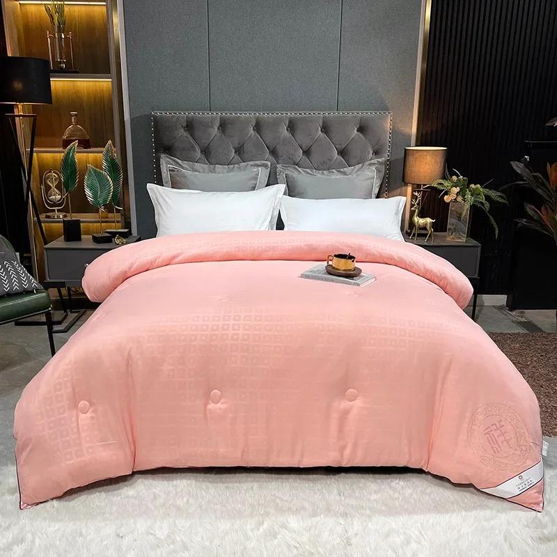 Премиальное шелковое одеяло с квадратной сеткой из хлопчатобумажной ткани, китайское свадебное одеяло Xiang, двуспальная кровать, летние одеяла 220x240