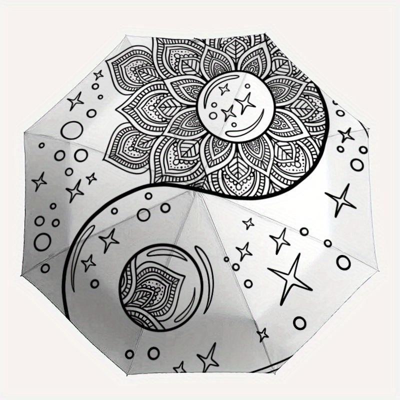 1pc Yin Yang Symbol Automatic Open/Close Umbrella, Umbrella with cartoon Design, Portable Compact Umbrella for Men & Women, Good Holiday Gif