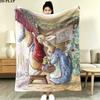 Tale Peter Rabbit Print Flannel Blanket, High quality Comfortable for All Seasons, Home Decor, Warmth and Comfort, Perfect for Christmas Gifts