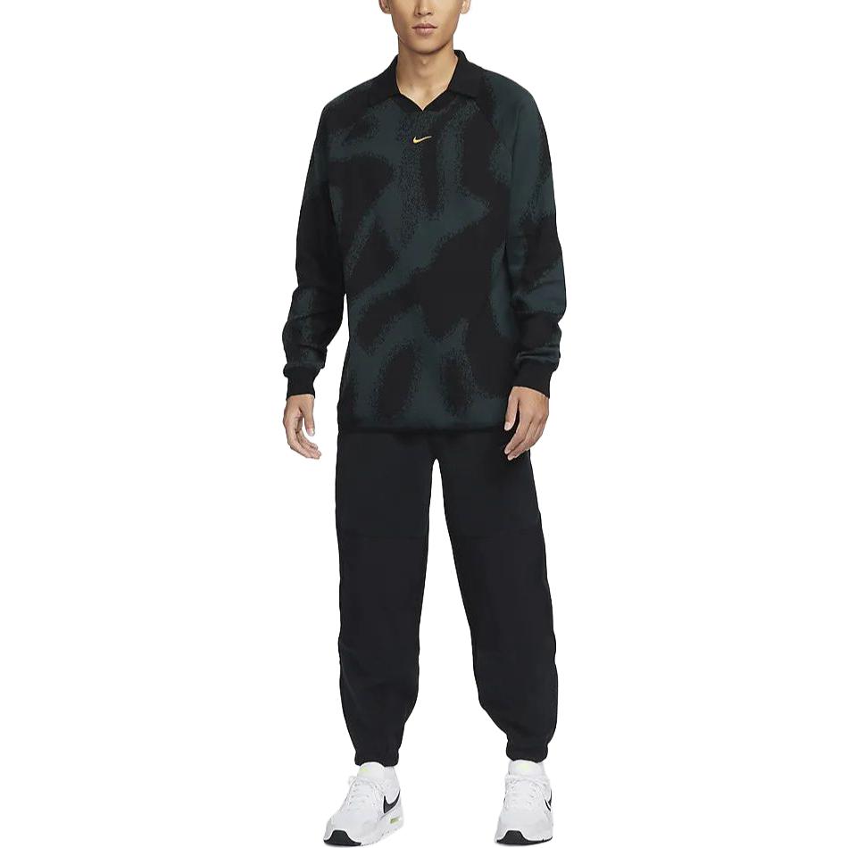 Nike Culture Of Football Logo Embroidered Knit Sweater With Collar Men Tops Deep-Jungle-Green FD7285-323