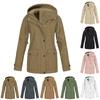 Fleece Lined Rain Jacket Women Plus Size Packable Lightweight Raincoats Waterproof With Hood Winter Coat Jackets