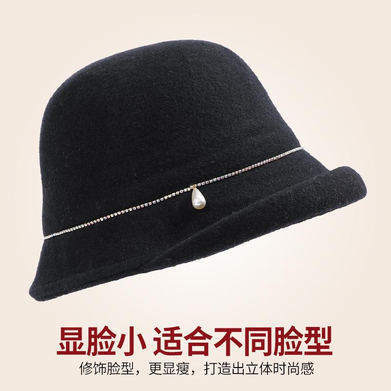Высококачественная шляпа из новой шерсти женская осенне-зимняя модная шляпа-котелок с загнутыми полями, темпераментная шляпа-ведро знаменитости, элегантная шляпа-клош
