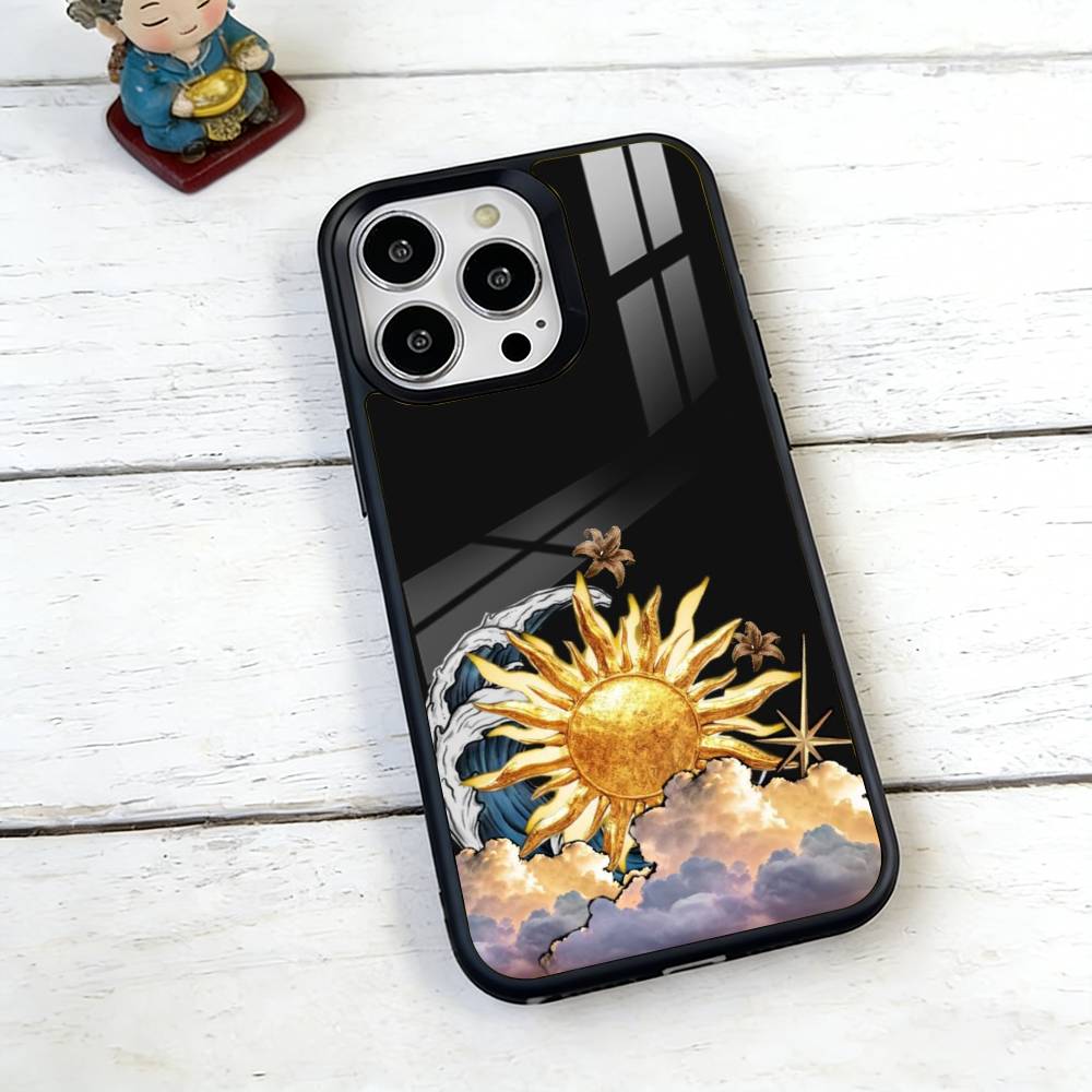 Чехол для телефона с изображением Солнца и Луны для iPhone 17, 16, 15, 14, 13, 12, 11 Plus, Pro, магнитный, с поддержкой беспроводной зарядки Magsafe