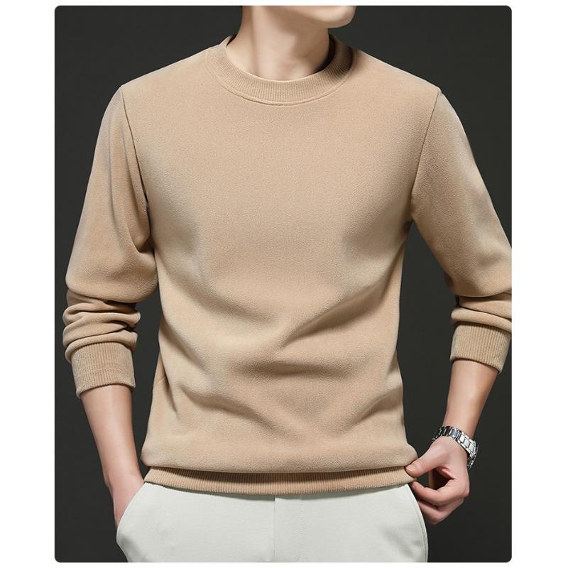 Men S Fleece Thick Crew Neck Solid Casual Pullover Sweatshirt