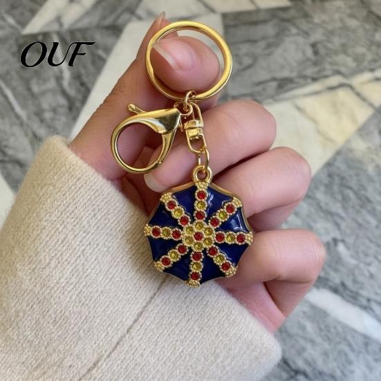 Lightweight Fashion Accessories Rhinestone Ethnic Hat Keychain, Bling Octagonal Cap Car Key Ring Ring, Zinc Alloy Pendant for Backpacks and