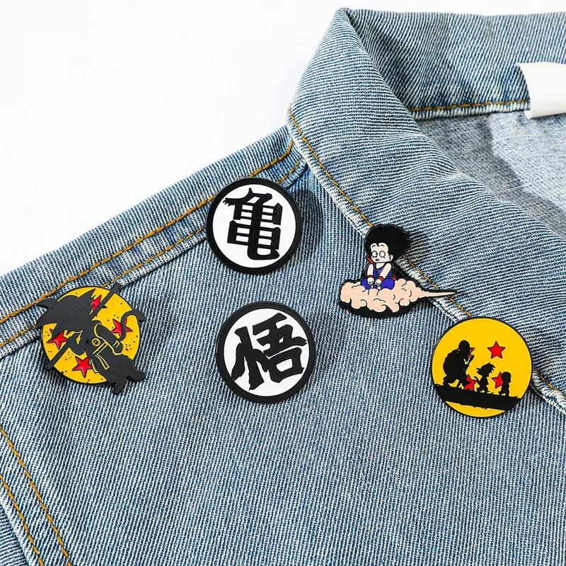 6 Pcs Hot Blooded Anime Brooch Cute Son Goku Enamel Pin Metal Badge Jewelry Clothing Backpack Accessories Gift for Friends