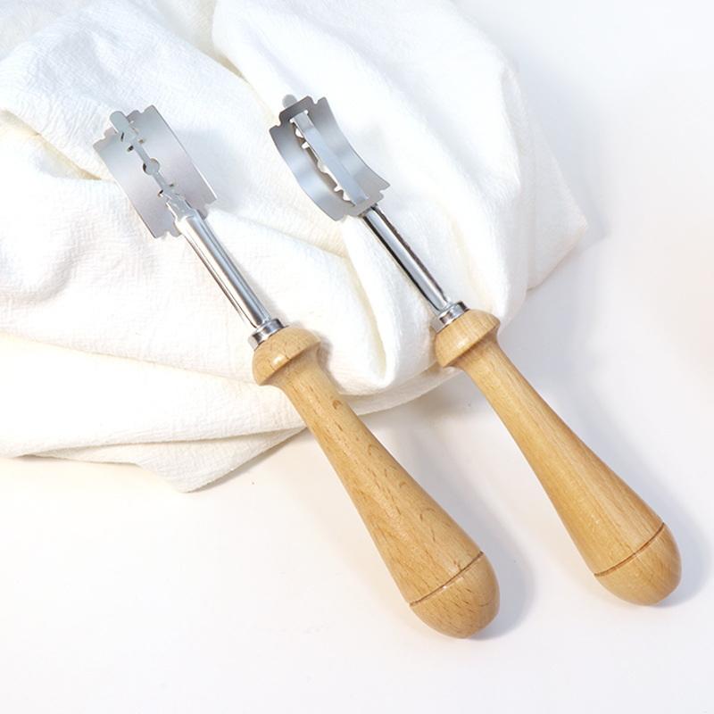 Резак для хлеба Лезвия для французского хлеба Кухонные гаджеты Обычное дерево с длинной ручкой Аксессуары для выпечки Европейский стиль Изогнутая арка Нож для тостов