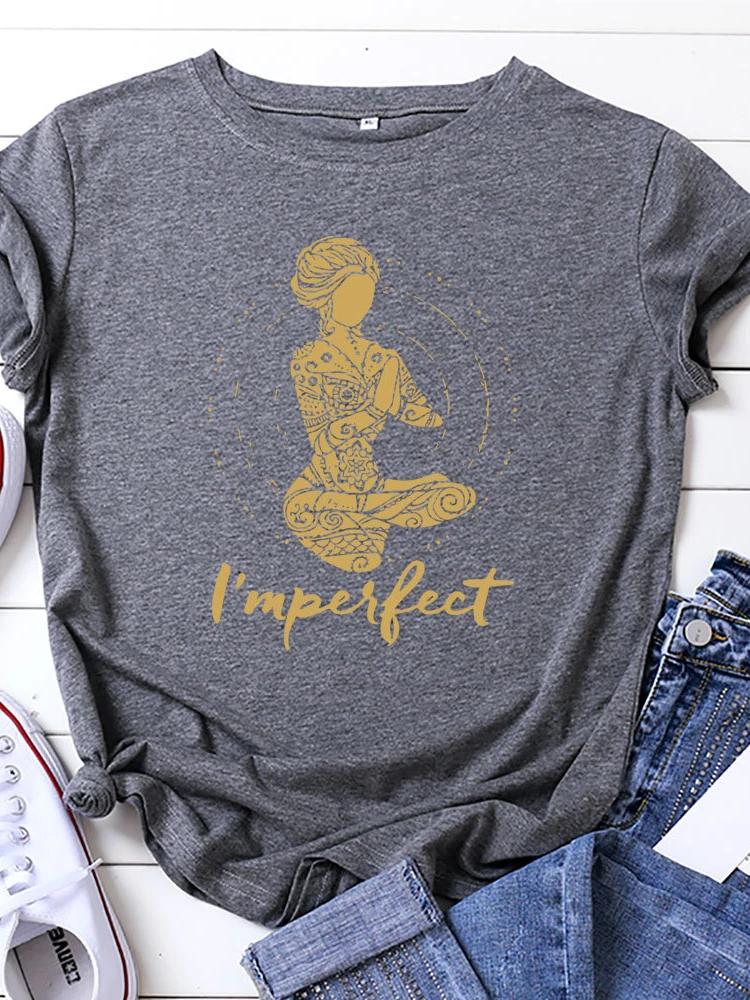 Im Perfect Yoga Girl Print T Shirt WoUnisex Short Sleeve O Neck Loose Tshirt Summer WoUnisex Tee Shirt Tops Camisetas Mujer