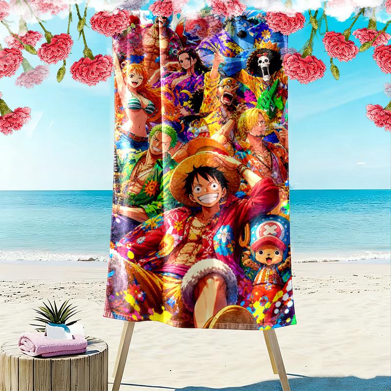Pirates Anime Art Print Beach Towel, Large Soft Quick Dry Towel for Beach Camping Swimming