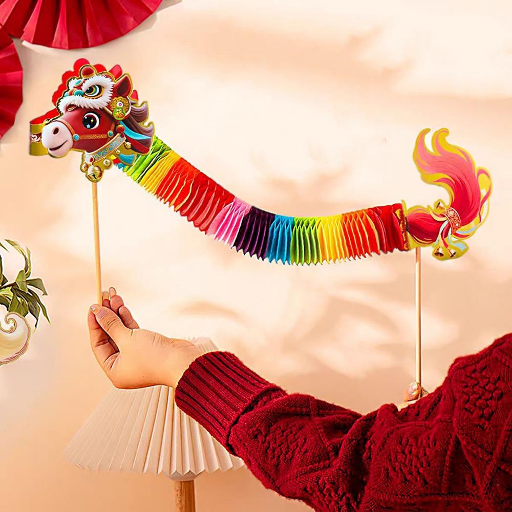Мультяшный китайский бумажный танцующий конь 3D Новогоднее украшение Дракон Конь Игрушка Декор для гостиной дома