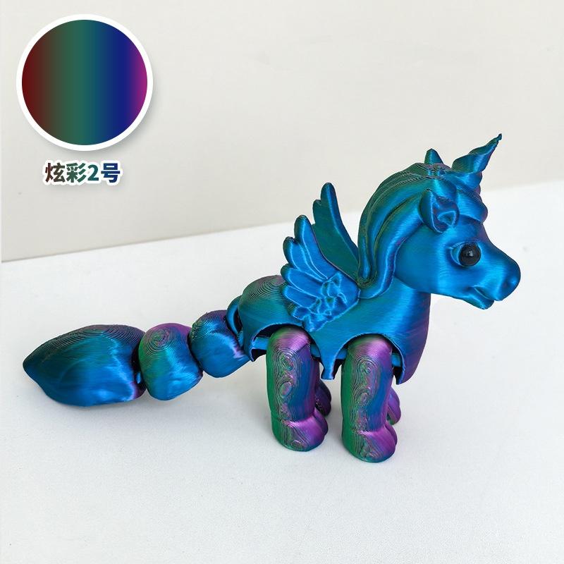Мини Многосуставная Подвижная 3D-печатная Игрушка Пони Милая Рельефная Сенсорная Фигурка Украшение для Дома Офиса Настольное Украшение Детский Подарок