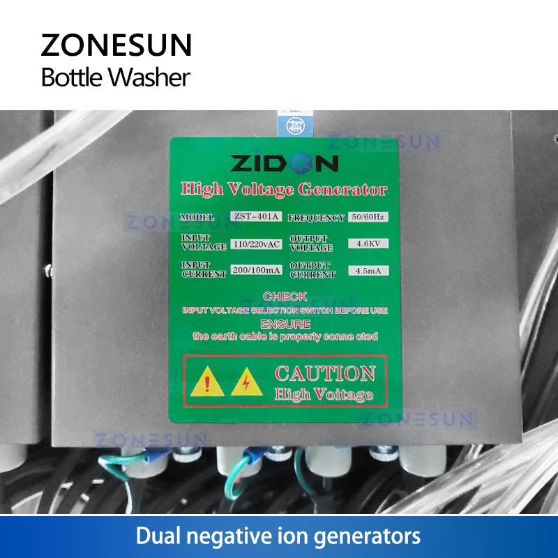 ZONESUN Automatic Anion Bottle Rinsing Machine 8 Heads Glass Jar Washing Cleaning Equipment Production Line ZS-XPJ8