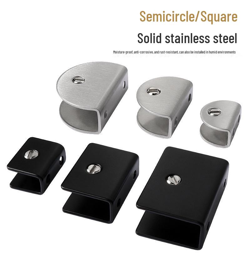 Полукруглый квадратный зажим для стекла из нержавеющей стали, кронштейн для полки
