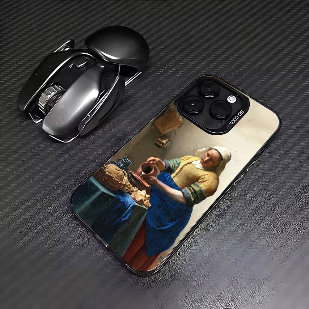 Художественный Чехол для Телефона с Картиной Йоханнеса Вермеера Для iPhone 17, 16, 15, 14, 13, 12, 11 Plus, Pro Max Цветной Посеребренный Внутренний Чехол