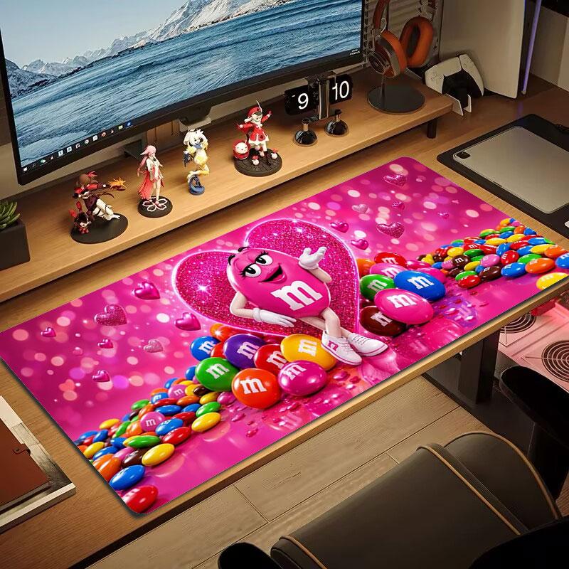 Коврик для мыши M&M's большого размера, большая подушка для игрового стола, нескользящий коврик XXL для ноутбука, планшета, игровая подкладка для мини-ПК с заблокированным краем