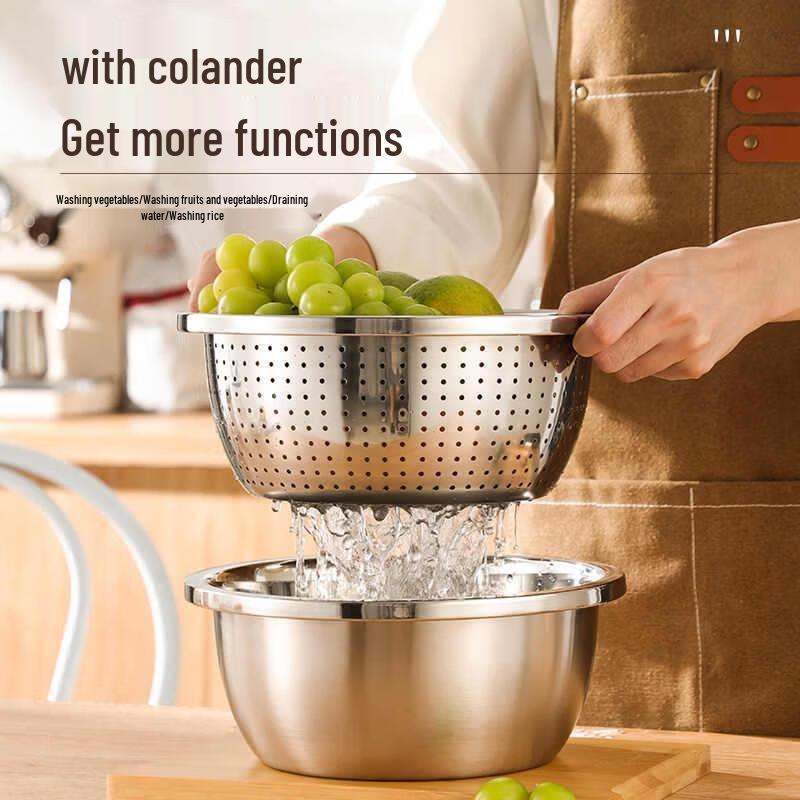 HANDUNYOU 304 Stainless Steel Basin & Colander Set