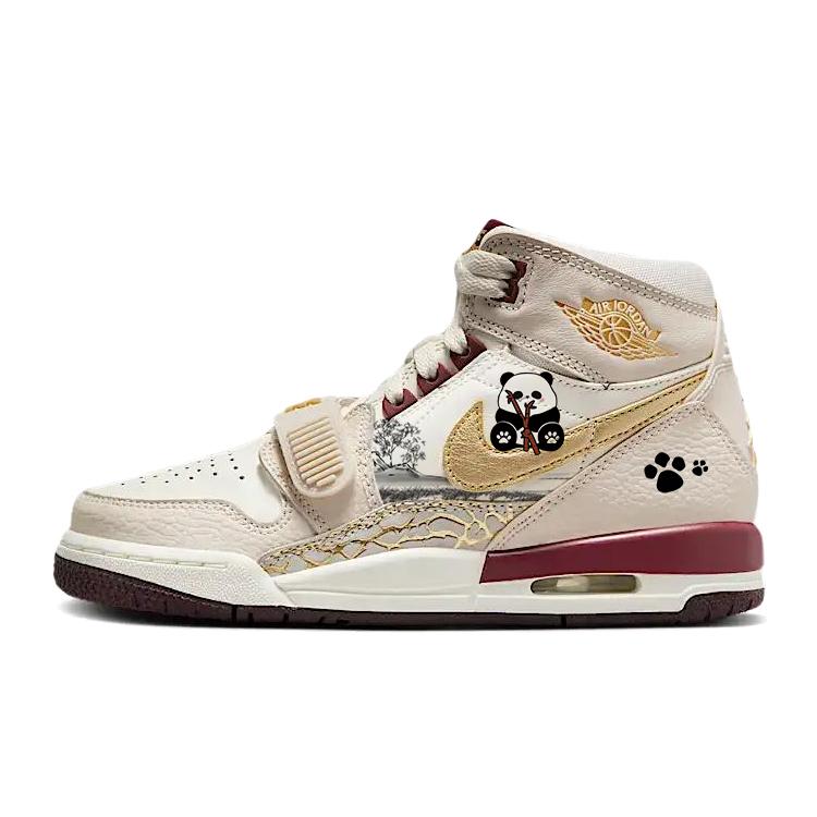 Jordan Legacy 312 Акварельный Пейзаж, Милый Панда Нескользящие Износостойкие Высокие Винтажные Баскетбольные Кроссовки IB4914-161(Команда56-)