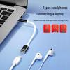 Плоский к круглому адаптер-кабель для наушников 3,5 мм (папа) - USB-C (мама)
