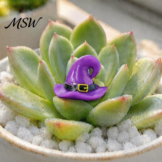 Tiny Landscape Ornament Mini Halloween Witch Hat Ornaments, Resin Wizard Figurines for Succulents Pots Moss Micro-Landscapes Aquarium And DIY Desktop