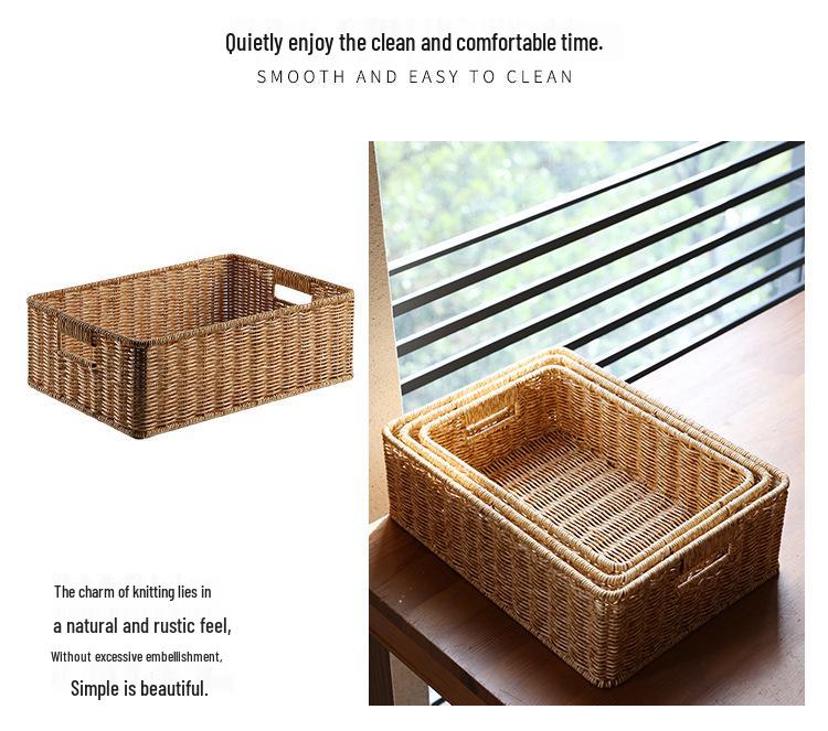 Корзина для хранения на столешницу в скандинавском стиле из ротангового плетения для журнального столика в гостиной