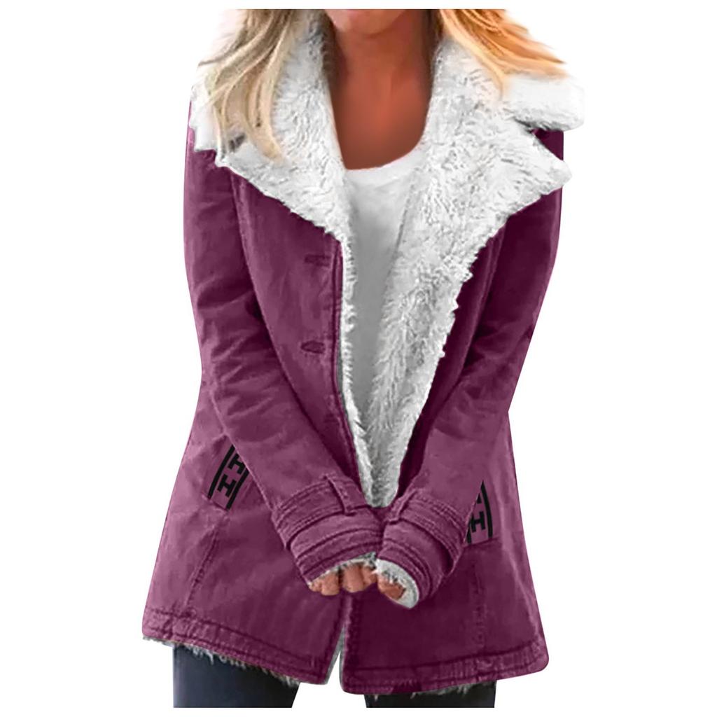 Women's Casual Fashion Loose Solid Color Hat Plus Fleece Collar Pocket Jacket