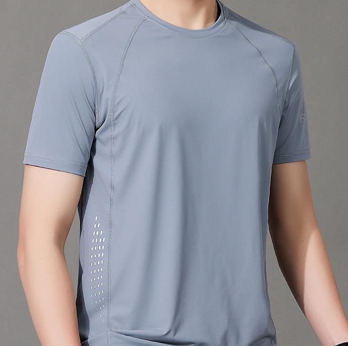Футболка размера плюс с короткими рукавами из ледяного шелка для мужской быстросохнущей одежды, летний дышащий эластичный костюм для фитнеса, верхняя спортивная футболка для бега