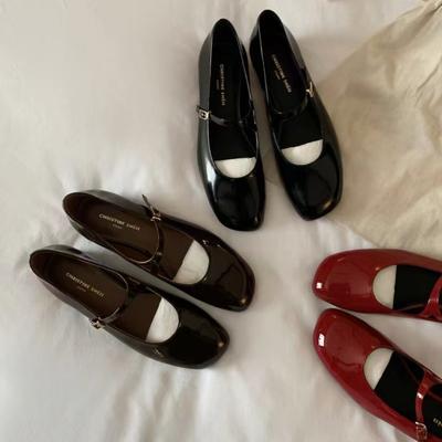 Версия из коровьей кожи~ У Су Иинь такие же корейские нишевые туфли Мэри Джейн на толстом каблуке с французской кожаной пряжкой, женские туфли для работы