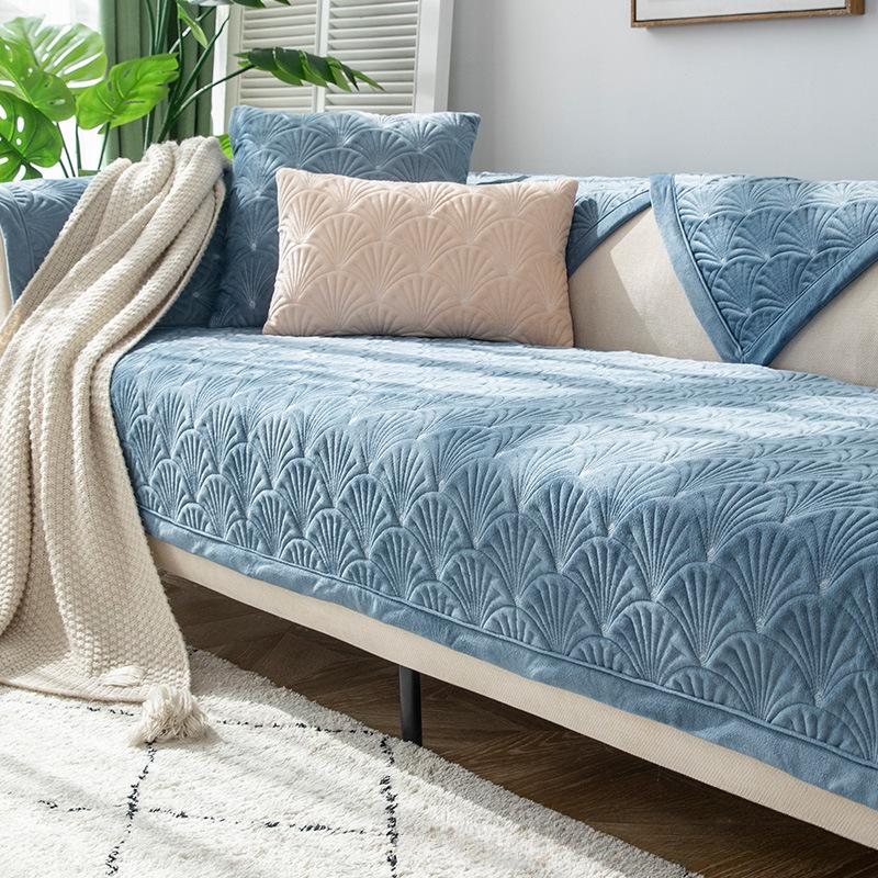 Универсальная нескользящая зимняя плюшевая утолщенная однотонная подушка для дивана на четыре сезона, простой скандинавский простой чехол для дивана, чехол