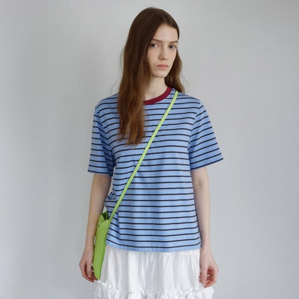 On On Neck Color Block STripe T shirT New6me420