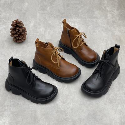 Ретро туфли на толстой подошве с мягкой подошвой, новые полусапожки и женская обувь на губчатой подошве