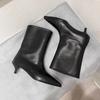 Fashion Women's Fashion Pointy Cat Heel Ankle Boots Fall New Low Heel Slim Heel Retro Wide Mouth Set Foot Mid-calf Boots