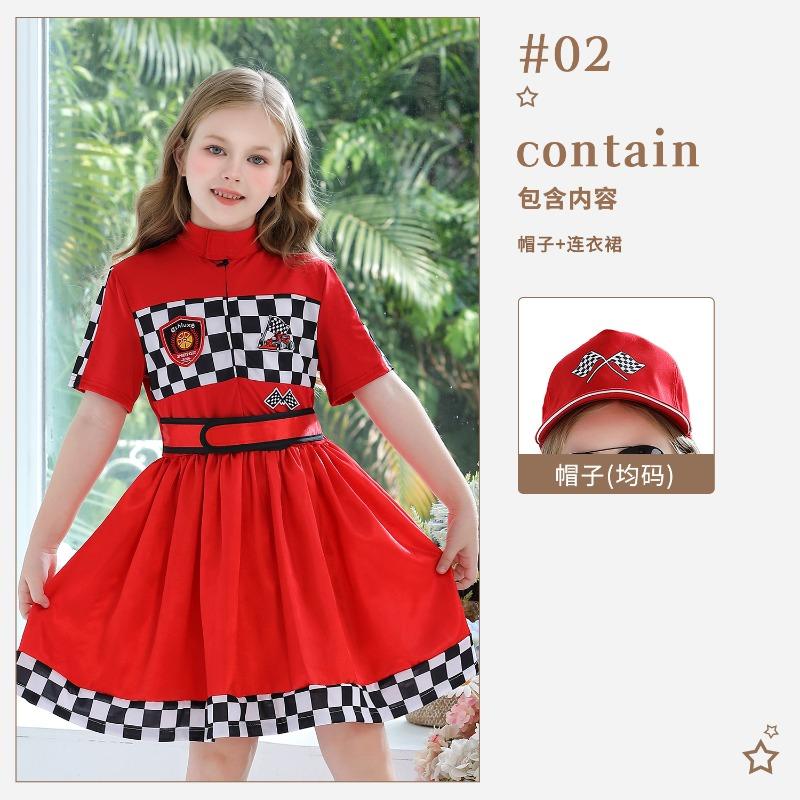 Halloween Costumes Kids Racing Uniforms Girls Racers Cheerleading Uniforms Girls Dresses Carnival Uniforms