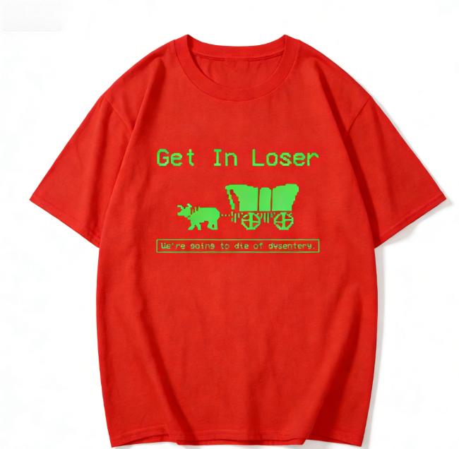 Весна и Лето Новая Мужская Женская Хлопковая Футболка с Принтом 'Get in Loss Fun' Модная Повседневная Футболка с Коротким Рукавом и Круглым Вырезом