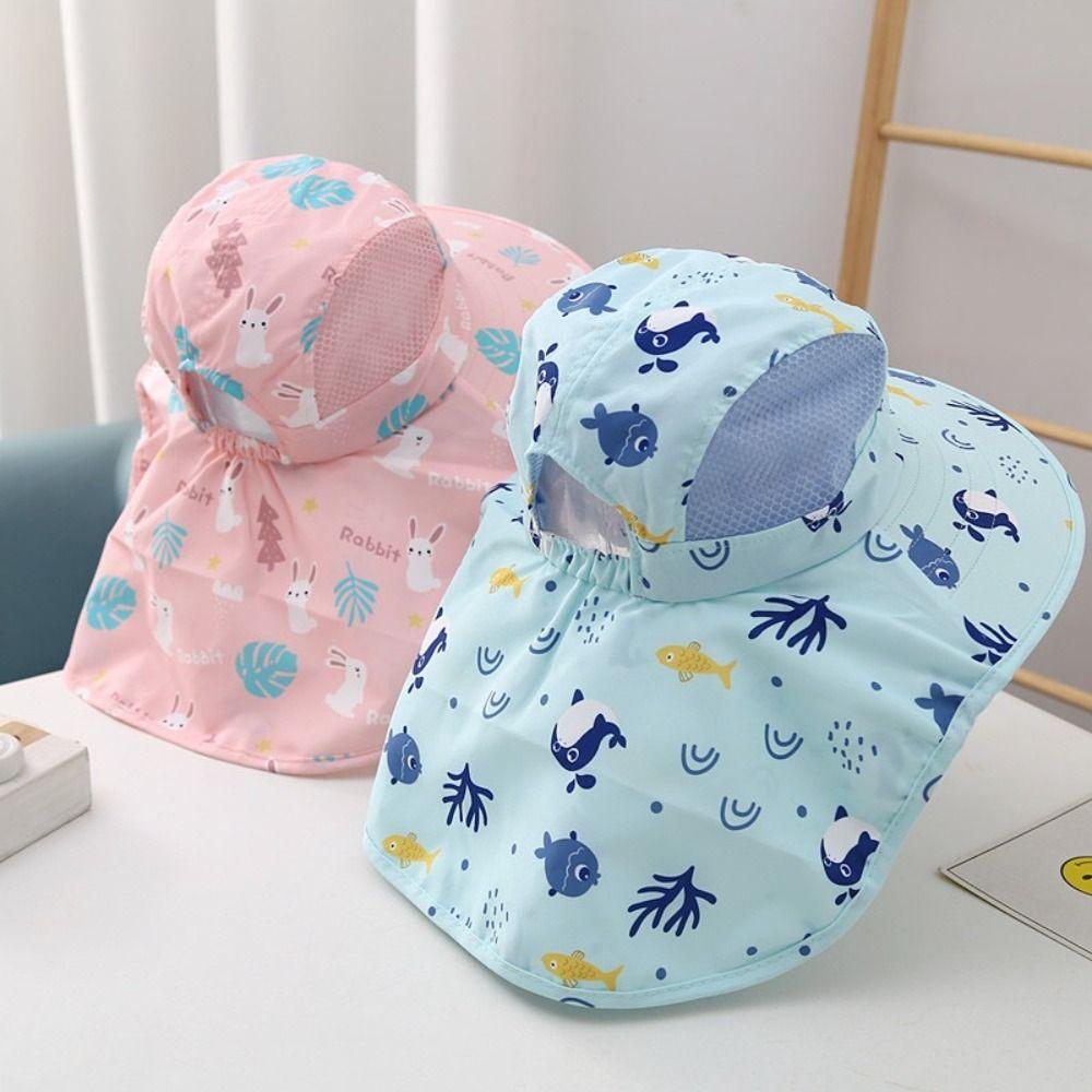 Bucket Cap Children's Sunscreen Hat Neck Ear Cover Kids Beach Caps Summer Baby Hat UV Protection