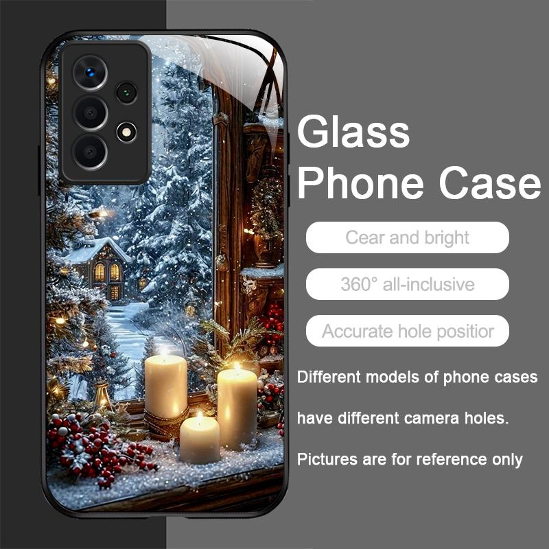 Funny Christmas Tree Gift Snowy Town Scenery Creative Phone Case for Samsung Galaxy S25 Ultra S24 S23 Plus S22 S21 S20 FE Cover