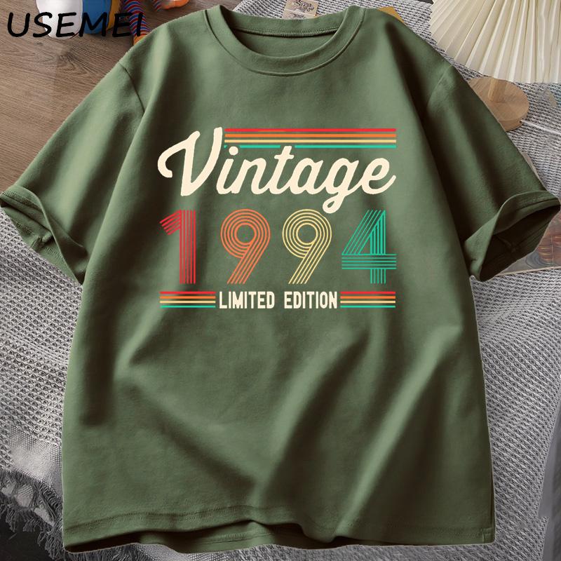 Футболка унисекс из хлопка с короткими рукавами, родилась в 1994 году, винтажные футболки на 30-летие, унисекс, свободные размеры, одежда унисекс, унисекс