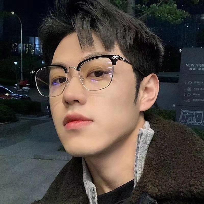Men Simple Semi Rimless Anti Blue Light Blocking Glasses Square Ray Filter Eyeglasses Big Frame Women Computer Goggle Spectacles