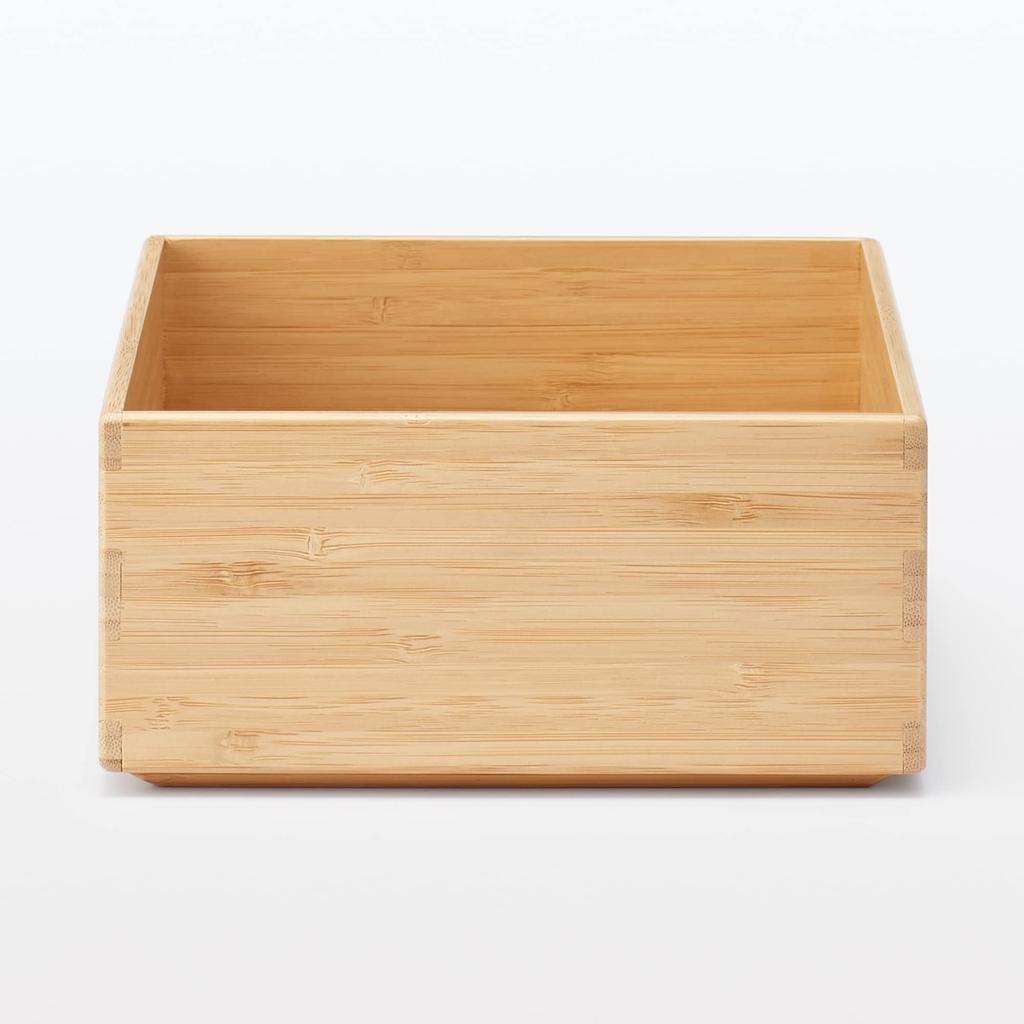 MUJI штабелируемый бамбуковый прямоугольный ящик для хранения 26 см Ш x Г x Номер продукта Подходит для ящика для хранения одежды, Половина, Маленький, 18,5 см 8,5 см В, 12047261,