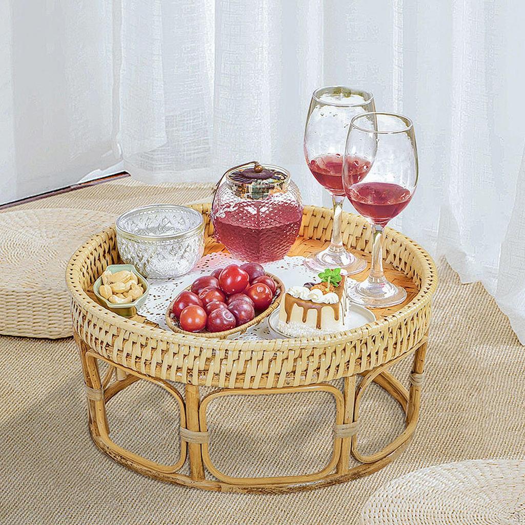 Эркерный ротанговый приставной столик журнальный современный орнамент ретро стиль маленький чайный низкий