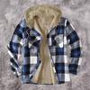 Мужское пальто Yousheng с капюшоном, длинными рукавами, клетчатым принтом, застежкой на пуговицы, спортивное пальто с плюшевой подкладкой