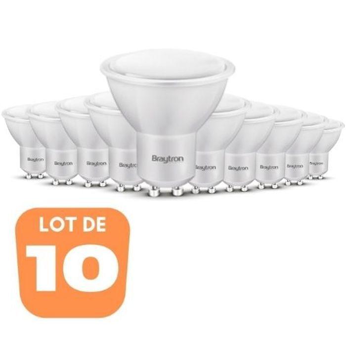 Lot de 10 ampoules LED GU10 5W (Eq. 32W) 2700K 110°