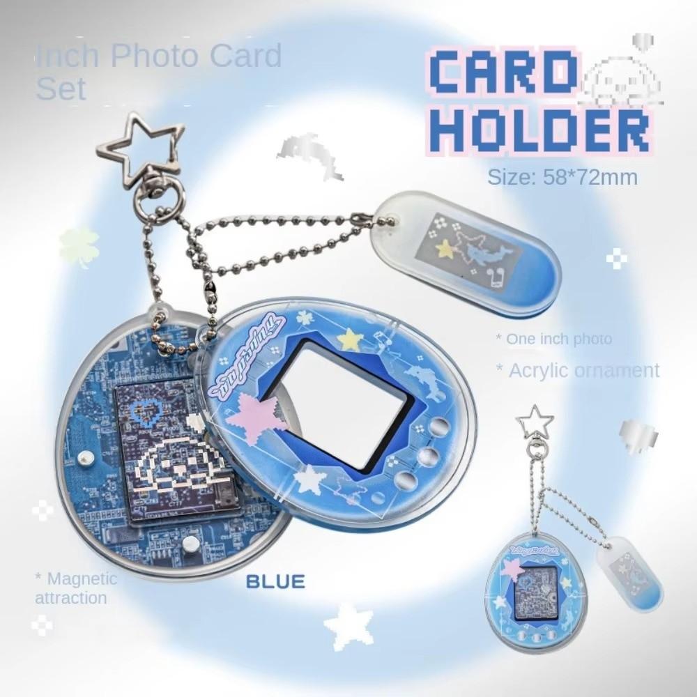 1 Inch Acrylic Keychain Y2K Style Picture Cover Keychain Portable Card Display Case For Idol Fans