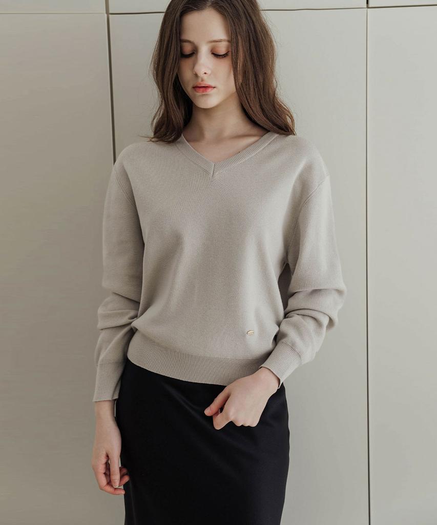 LAUTREDE MIN V Neck Knit Gray Pullover