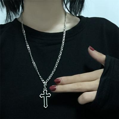 Винтажное готическое ожерелье с подвеской в ​​виде полого креста серебряного цвета, крутое ожерелье в уличном стиле для мужчин и женщин, подарочные украшения на шею