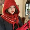 Вязаный шарф-шапка в корейском стиле для женщин, зимний, теплый, с защитой ушей