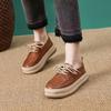 Fashion Thick-soled Platform Shoes Women's 2024 Spring New Soft Leather Retro Lace-up Shoes Comfortable and Breathable Casual Shoes