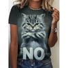 Funny Cat Pattern T-Shirt for Women Cute Pet Animal Printed T Shirts Summer Fashion Tees Short Sleeves O-Neck Tops Streetwear