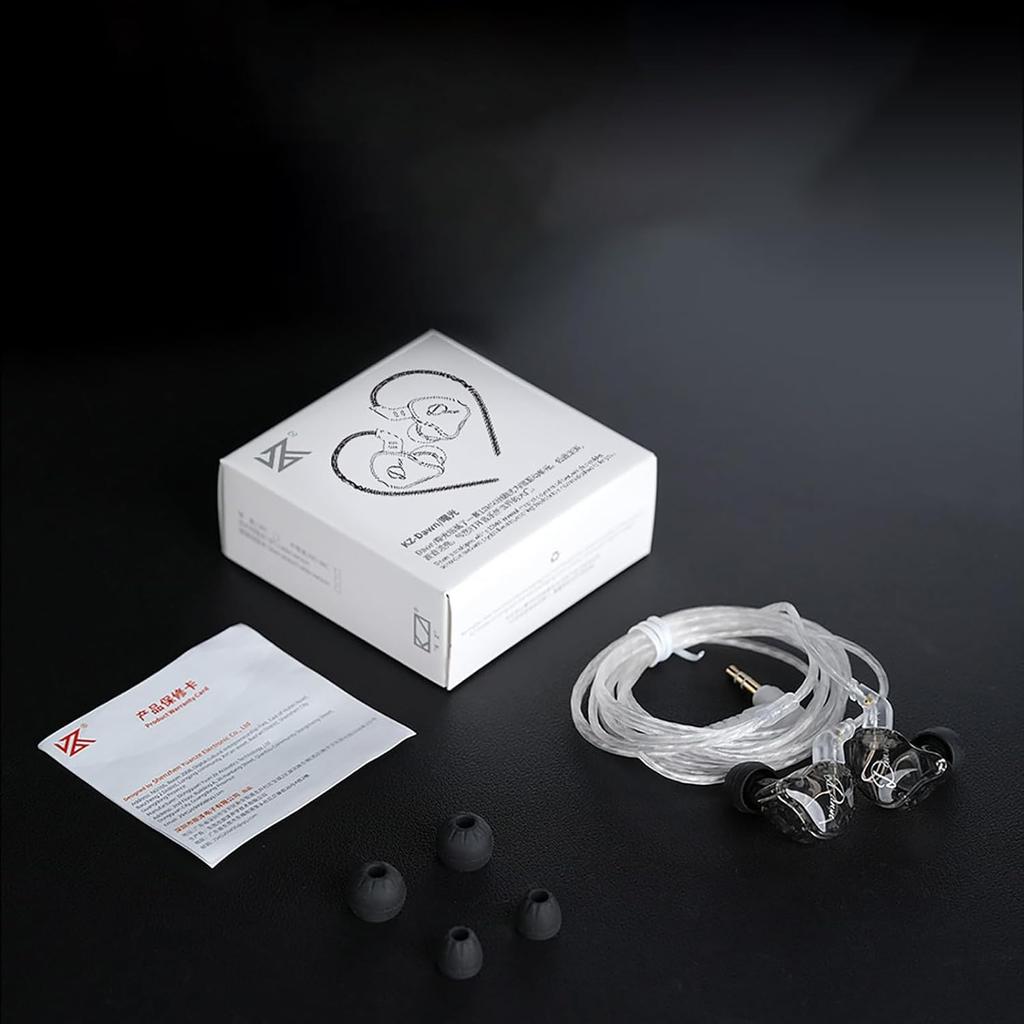 KZ Dawn HiFi Wired Ear 10mm Up Dynamic Canal 10mm Large Diameter Dynamic Heavy Sound Super For Home Silver Plated Plated Cable and Microphone