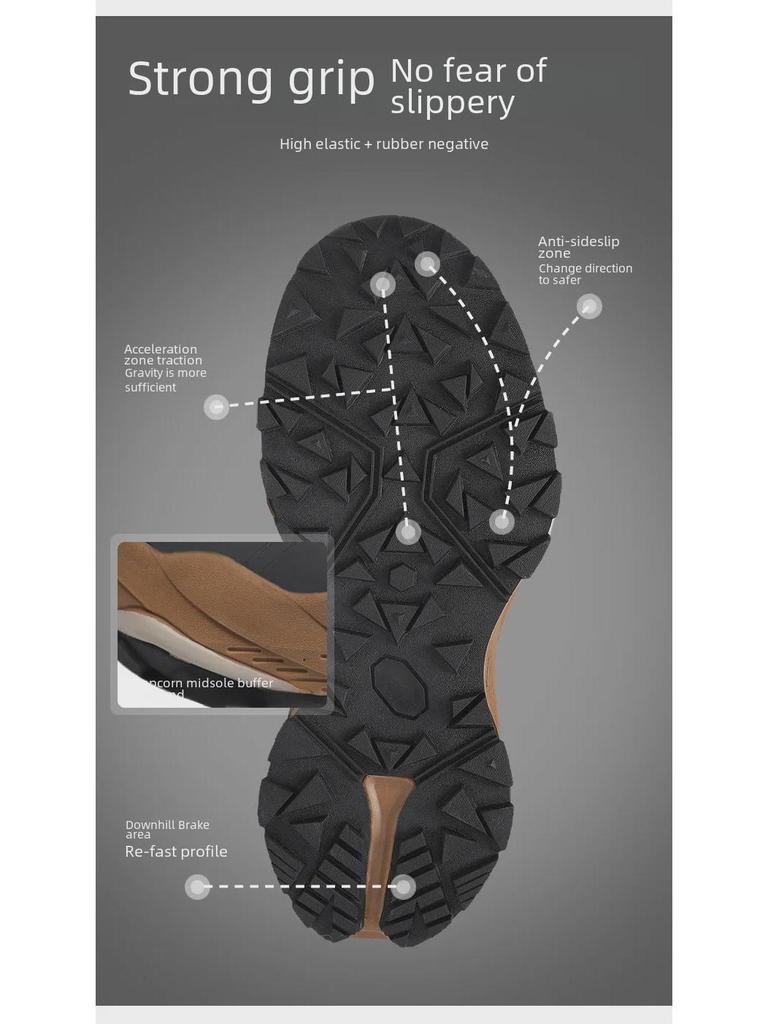 Men's Spring Outdoor Waterproof Hiking Shoes with Rotating Button, Non-Slip & Shock-Absorbing Design